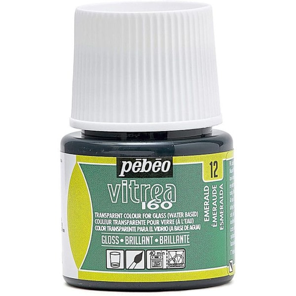 Glasmålningsfärg - Pébéo - Vitrea 160 - Smaragd N°12 - 45ml - Blank Emeraude N°12