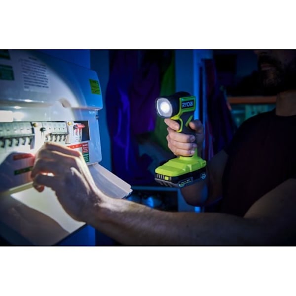 RYOBI - 18V ONE+ LED lommelygte - justerbart hoved - 280 Lumen - RLF18-0 Grön / Träkol