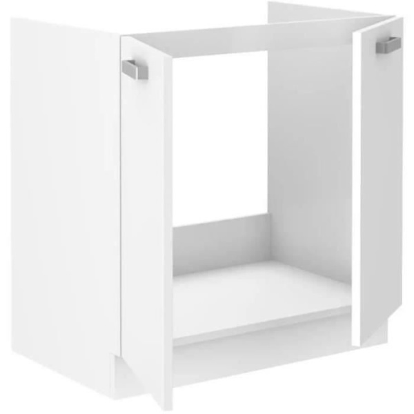 ATLAS 2-dörrars diskbänk - L 80 x H 82 x D52 cm - Vit dekor - Bänkskiva ingår ej Vit