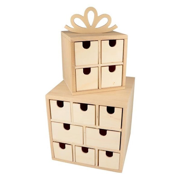 2 förvaringslådor i trä - julklappar Beige