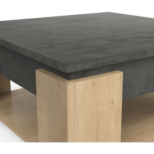 AUSTIN firkantet sofabord - Hamilton og Sidewalk eg indretning - L 80 x D 80 x H 37,2 cm - DEMEYERE Mattsvart och ljust trä