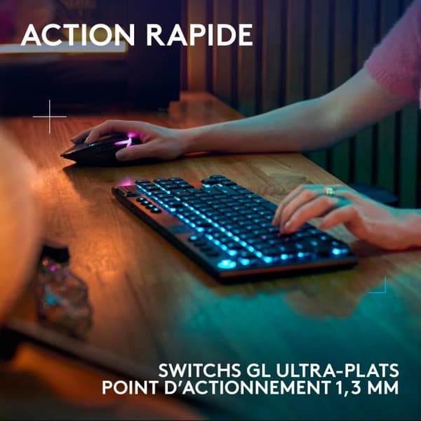 Gaming tastatur - Trådløs - Logitech G - G915 TKL X - AZERTY - Tactile switch - Sort