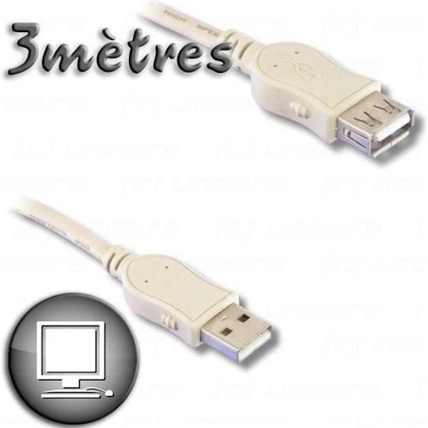 USB 2.0 A han til A hun forlængerkabel 3m