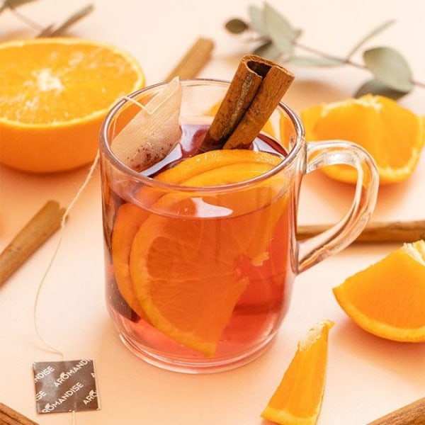 Posliinikukkateepannu 250 ml + Luomu appelsiini-kaneli yrttitee Vit