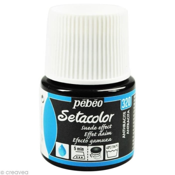 Setacolor Pébéo tygfärg - Opaque Mockaeffekt - 45 ml Setacolor Mocka Antracit, för att måla dina tyger: - Antal: 45 ml