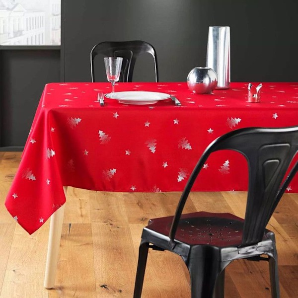 Rektangel juledug - Smudsafvisende / vandtæt stof - Sølvgran - Forskellige størrelser - Rød - 150x240cm Blå