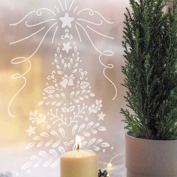 Julstencil A4 - Blomsterträd Transparent
