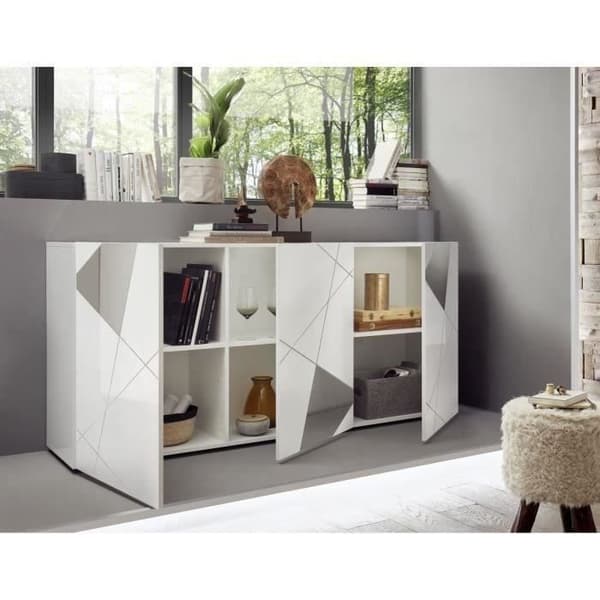 Olohuonesarja: 3P Buffet 181 cm + TV-yksikkö 181 cm - Victory Blanklackerad vit