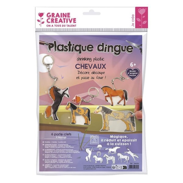 DIY Avainlenkkisarja Hevoset - Graine Créative - 6 kpl - Plastique Dingue - Mukautettavat Lisävarusteet - Luovuus Flerfärgad