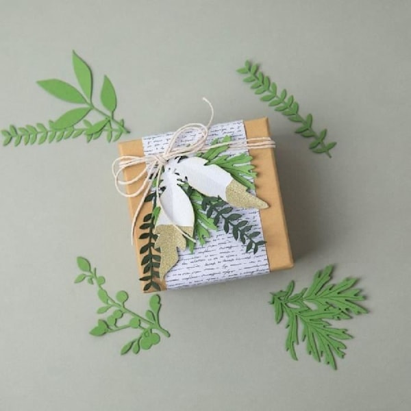 Kit med dies thinlits - SIZZIX - Dolda blad - 9 delar - Precisionsskärning - Scrapbooking