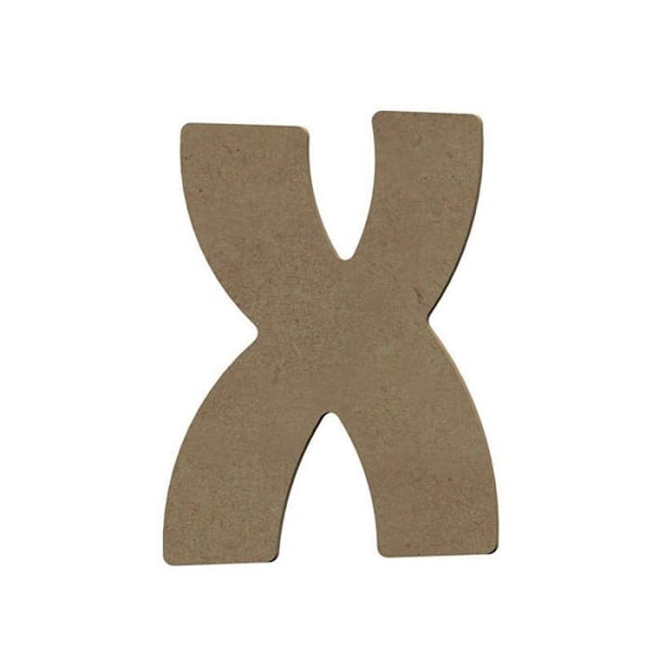 Brev i træ - Medium - X - 8cm - Brun - Dekorativ og personliggørbar kastanj