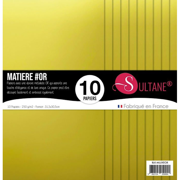 Luova paperi - Sultane - BLK-MLUXEOR - Kultainen väri - 250 g/m² - 31,5 x 30,5 cm gyllene