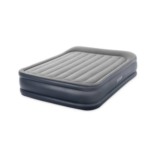 Opblåselig gæsteseng - INTEX - 2 personer - 150 x 200 cm - Ultra Plush - Fiber Tech Luxe Färg: Ljusgrå / Mörkgrå kant