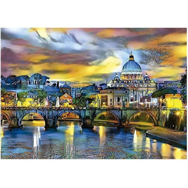 1500 brikkers puslespil - EDUCA - ST. PETER'S BASILICA OG ST. ENGEL'S BRIDGE - Arkitektur og monument - Interiør Flerfärgad