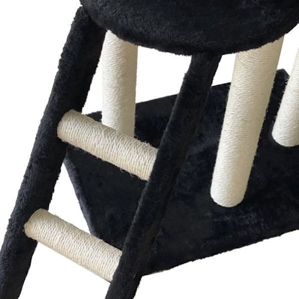 JIPSY Black Cat Tree 79 x 34 x 138 cm - 3 plattformar, 1 abborre, 1 kennel, 1 trappa, skrapstolpar Svart