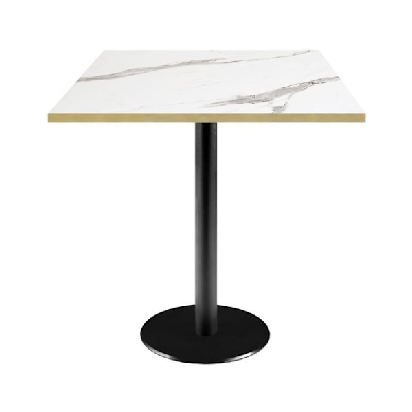Bord 70 x 70 cm - Rom model hvid marmor med messingkanter Vit