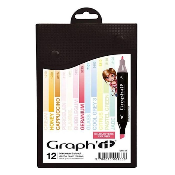 Graph'It - Set 12 Alkoholmarkörer Graph'it Karaktärsfärger Grå