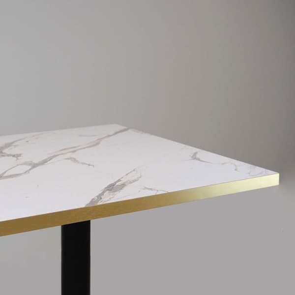 Tabel 70 x 70 cm - model Round marmor hvid med messingkanter Vit