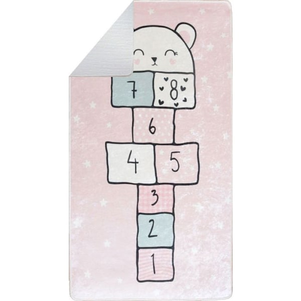 Barnmatta - Hoppa - 80x150 cm - Polyester - Antislip - Maskintvättbar Rosa