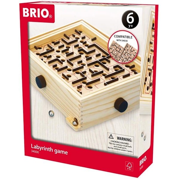 BRIO puinen labyrinttipeli - Ravensburger - Mixed - Alkaen 6 vuotta Brun, metall och svart