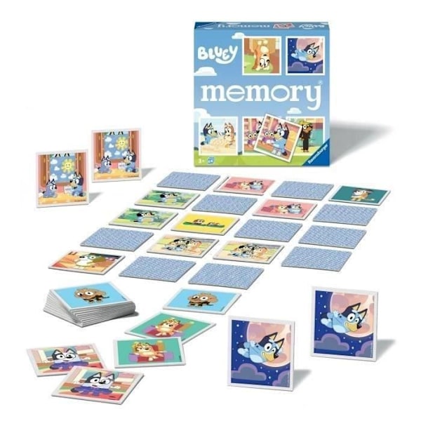 Ravensburger-BLUEY-Grand memory® Bluey-4005556226467 - Alkaen 3 vuotta Flerfärgad