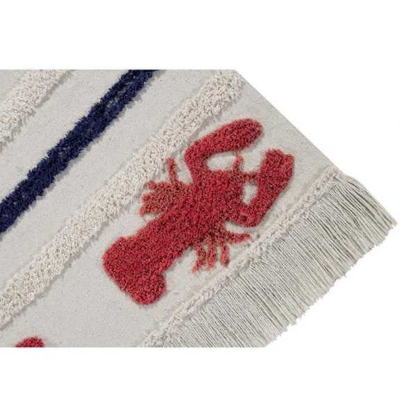 Maskinvaskbart beige tæppe med frynser Mini Lobster XS Lorena Canals - 80x140cm - Beige