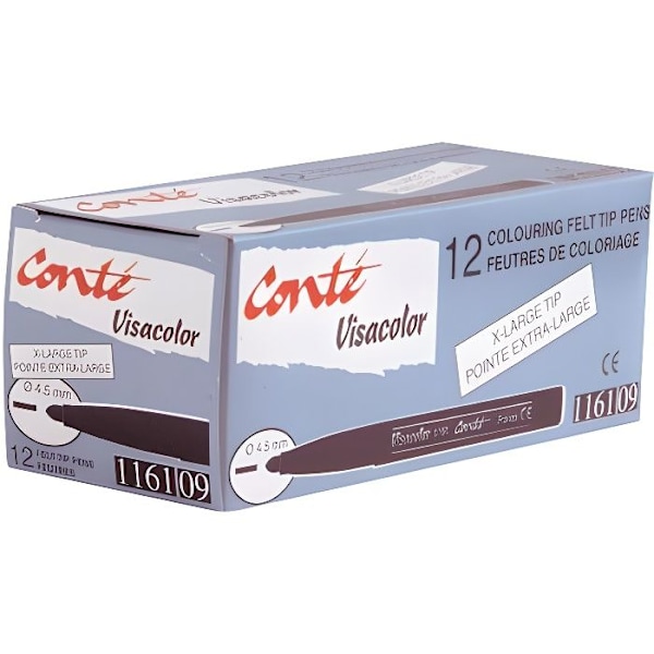 Feutre med bred spids visacolor 1161 sort - x12 Svart