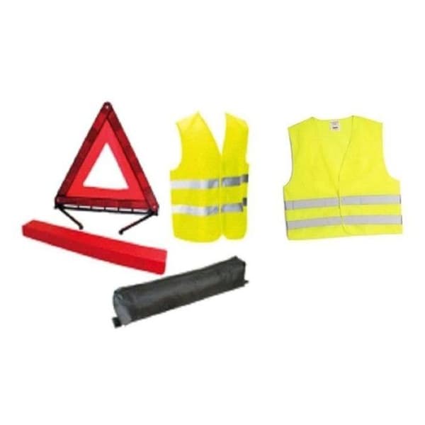 Pack säkerhet HTC UTRUSTNINGAR - 1 varningstriangel 550g + 2 gula säkerhetsvästar storlek XL 2 reflexband