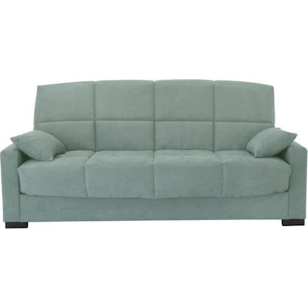 3-sits bäddsoffa MEGAN 14 - Mandelgrönt Soro-tyg - Med armstöd - Säng 130x190 cm - L223 x D96 x H103 cm Mandelgrön