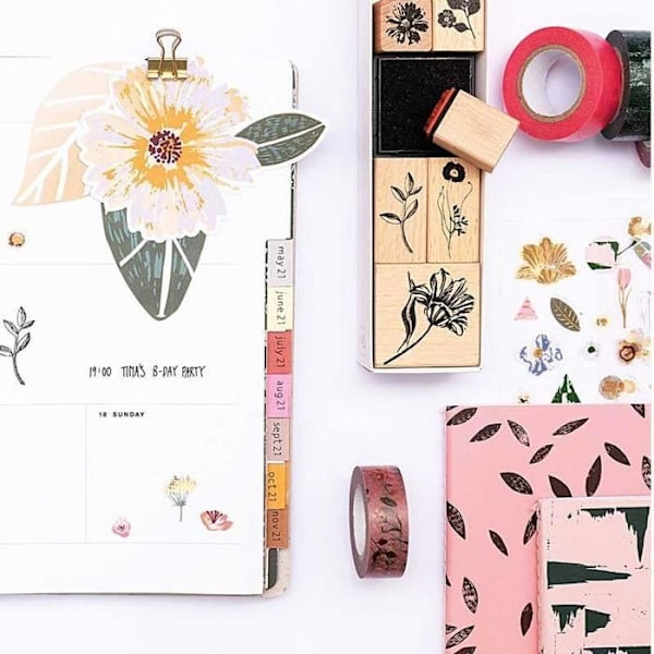 Set med masking tape - Rico Design - Nature blommor - 1,5 cm x 10 m - 5 st Blommor, Natur