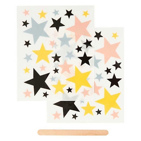 Decals - Stjerner - 2 ark á 12,2 x 15,3 cm Flerfärgad