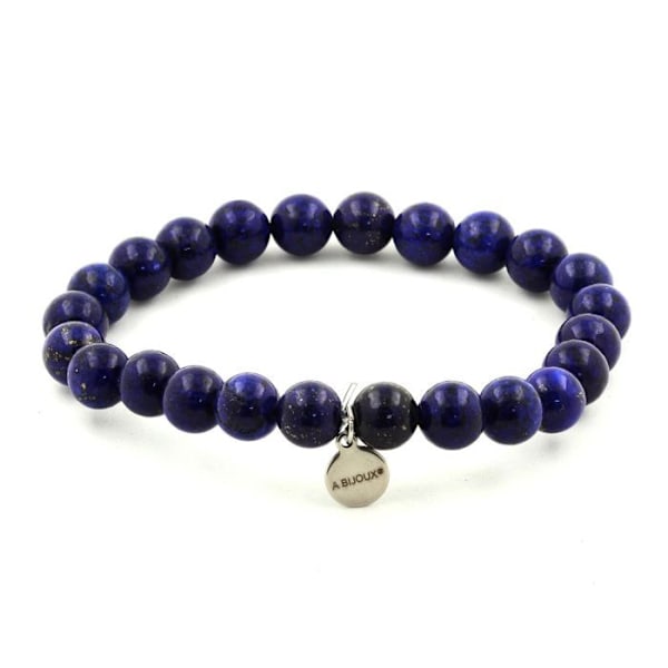 Stenar och mineraler. 8 mm Lapis Lazuli pärlarmband. Tillverkad i Frankrike. Blå
