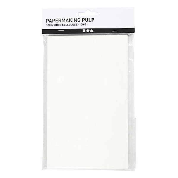 Pappersmassa - gör eget papper 20 x 12 cm - 100 g Vit