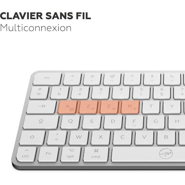 Mini keyboard - Flat keys - MOBILITY LAB - KMP2000W - AZERTY - FR - Multi-connections - White