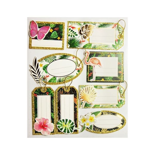 8 självhäftande presentlappar - Tropical - Glitter Flerfärgad