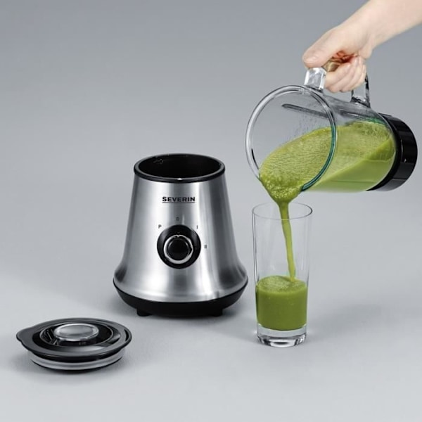 Blender 2 i 1 - SEVERIN - SM3737 - Multi-blender och smoothie-blender 2 i 1 - 500W - Glaskanna 1 L - 1 flaska 600 ml ingår