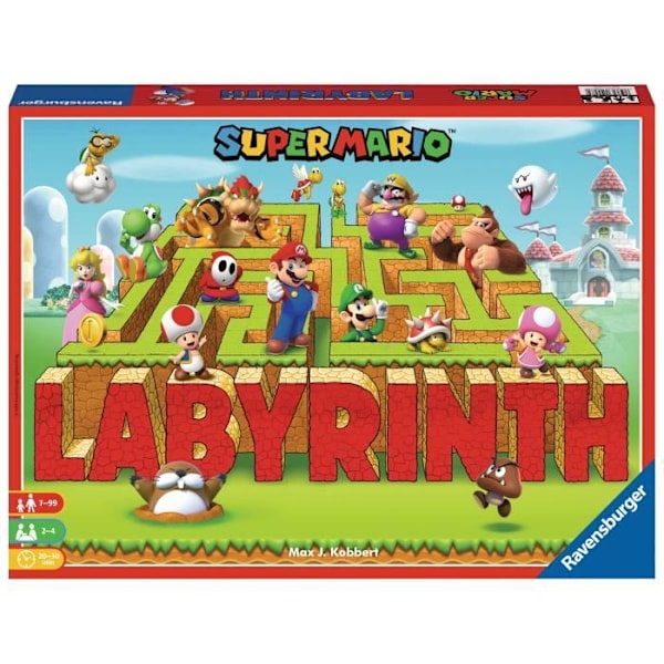 SUPER MARIO Labyrint, Familjebrädspel, Skattjakt i en rörlig labyrint, Från 7 år, Ravensburger Flerfärgad