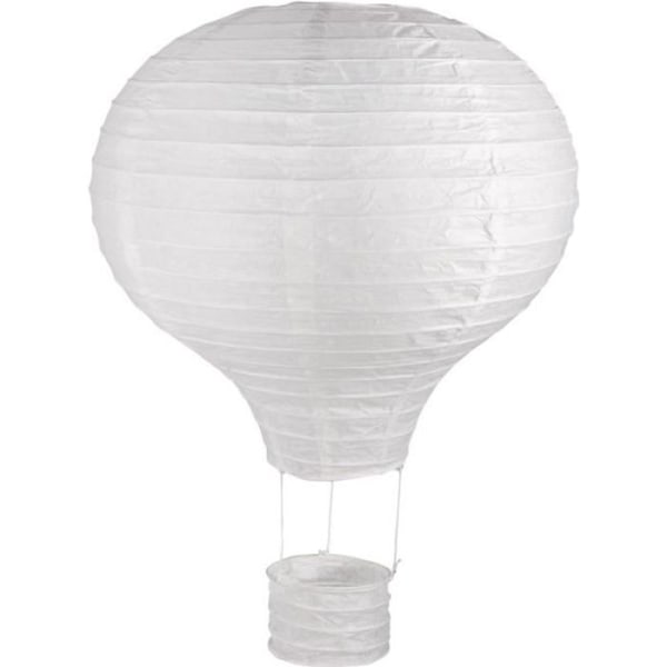 Papperslykta för varmluftsballong, 30cm ø, vit, 40cm, b. metallram, 1 st msk