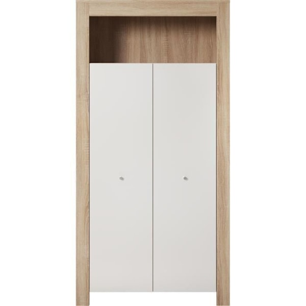 PIA trio vauvan huone - 70x140 cm sänky + 2-ovinen hoitolaatikko + 2-ovinen vaatekaappi - Sonoma tammi ja matta valkoinen sisustus - TRENDTEAM Säng för sov 70 x 140 cm