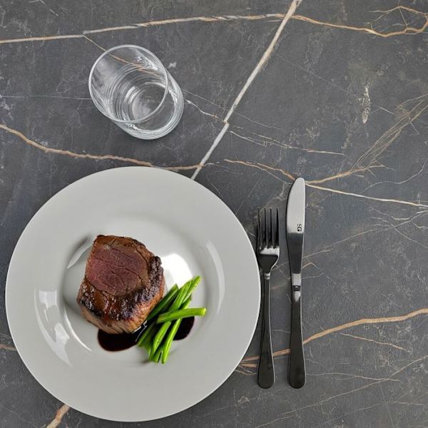 Pöytä 70 x 70 cm Rooman bistro marmoritakka Svart