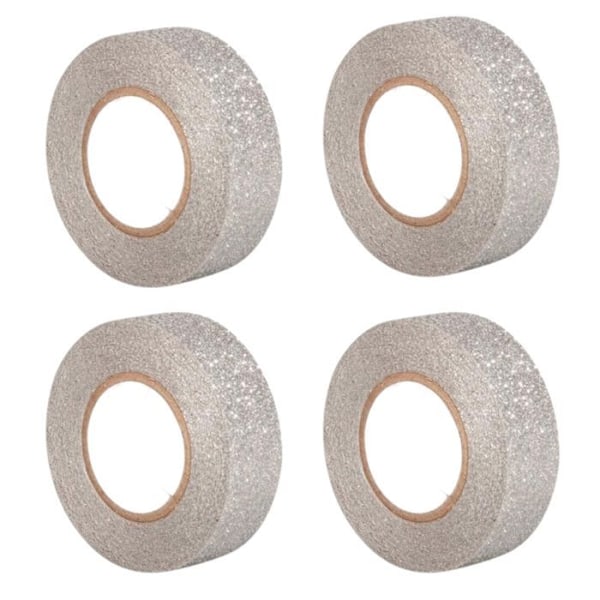 4 glitterteippiä 5 m x 1,5 cm - hopea Silver