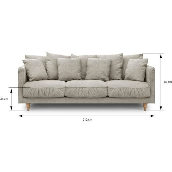 CONSTANCE 4-sits fast soffa - Beige tyg - Ben i massivt trä - L 212 x H 87 x D 93 cm Beige