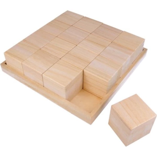 Bricka och 16 träkuber 'Artemio' 26,5x26,5x6,5 cm