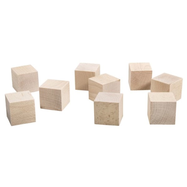 9 træterninger til personliggørelse 4,5 x 4,5 cm Beige