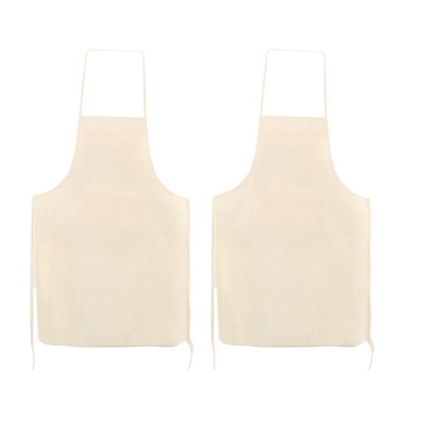 2 aikuisten esiliinaa luonnonvalkoista puuvillaa 90 x 60 cm Beige