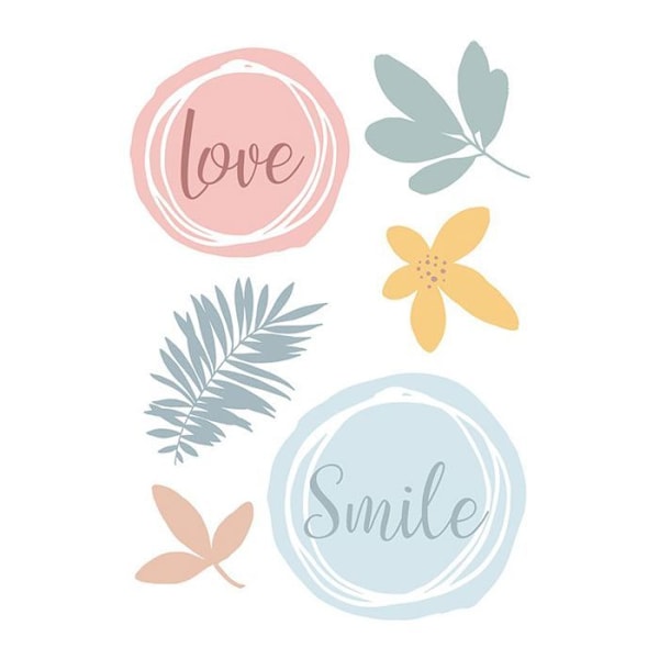 Iron-on tekstil transfer A5 Slow Life - Love & Smile Flerfärgad