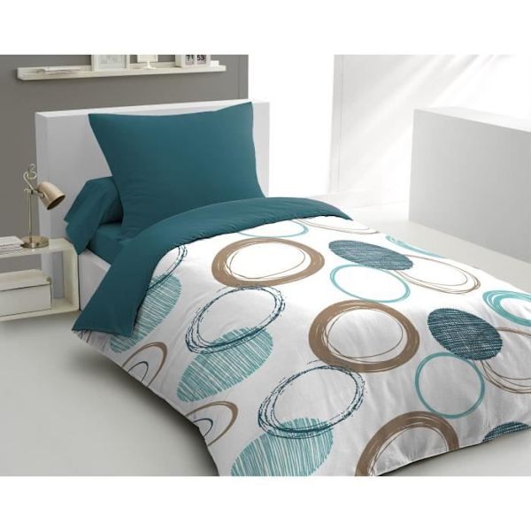 HOME LINGE PASSION Audace påslakanset - täcke 140 x 200 cm + 2 örngott 63x63 cm - Ankblå Blå Anka