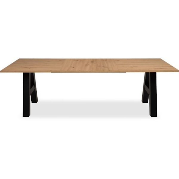 GRANADA udtrækbart spisebord - Industriel stil - 6/10 personer - 2 udtræk 40 cm - L 157/237 x D 90 x H 75 cm - Eg/sort hantverkare ek / svart