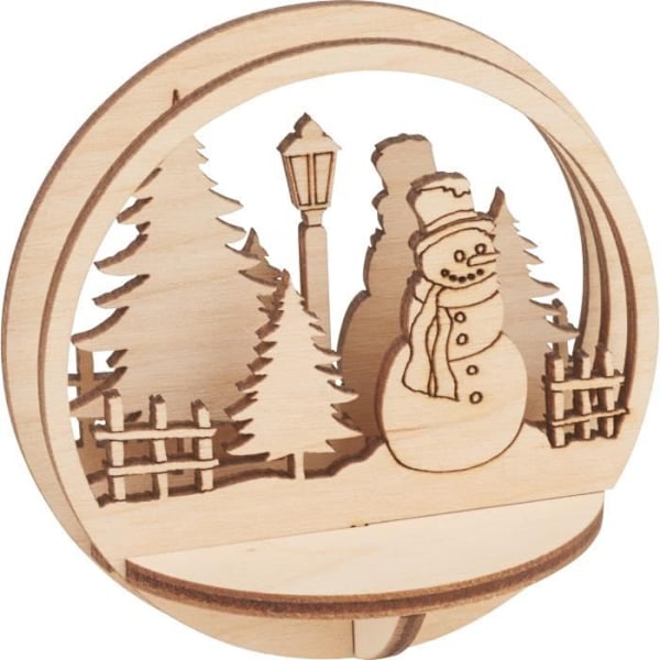 Motiv i træ - RAYHER - Snemand - 5 stk. - Ø 8cm - Personliggørbar dekoration naturligt trä