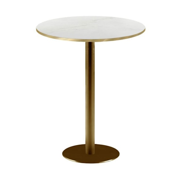 Pyöreä korkea tanko Ø 60 cm Rooman bistro läpikuultava marmori Vit